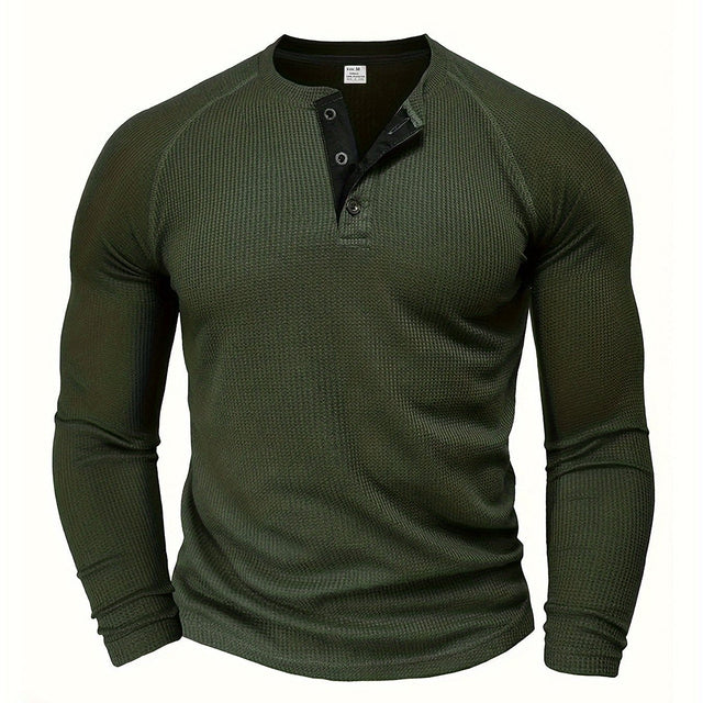 Tobias | Wyrafinowany Top Henley z Zapięciem na Guziki