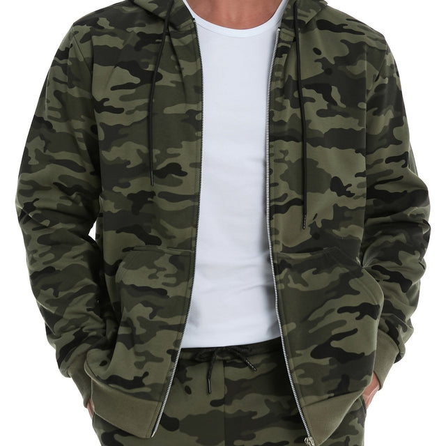 Ronan | Kamuflażowa Bluza z Kapturem na Zamek