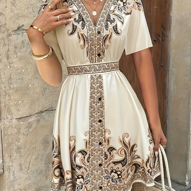Ottilie | Boho Sukienka w Wzór Paisley