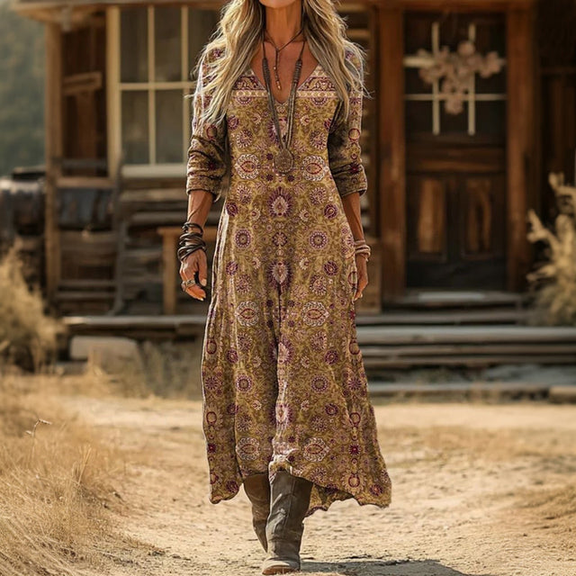 Saffy | Sukienka casualowa z długim rękawem w stylu vintage