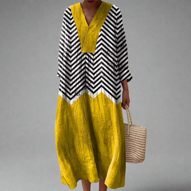 Fabrine | Stylowa Sukienka Geometric V-Neck