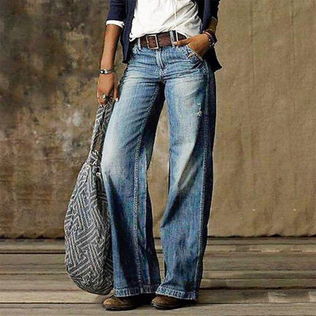 Sarah | Luźne Vintage Jeansy z Szerokimi Nogawkami