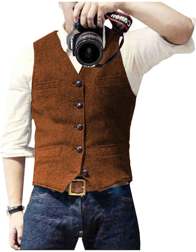 Arthur | Klasyczna Kamizelka w Wzór Herringbone z Tweedu