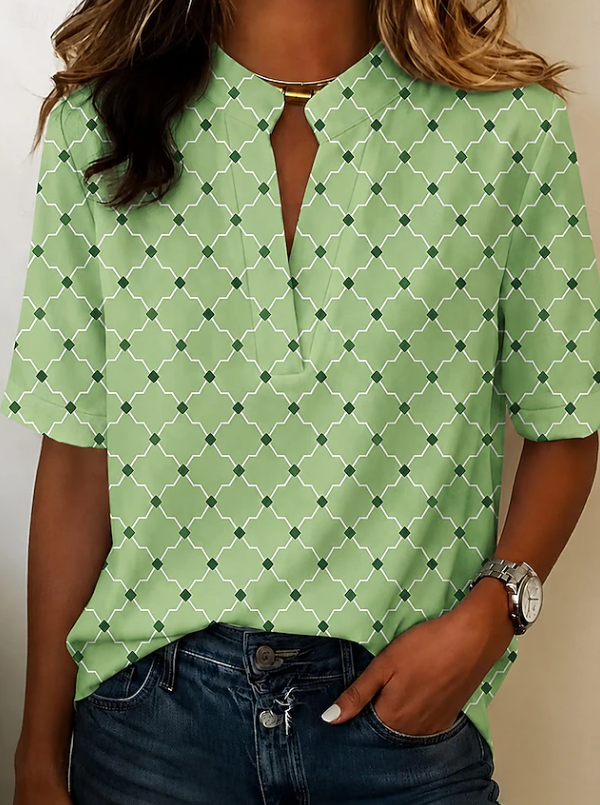 Mila | Bluzka Henley z geometrycznym nadrukiem