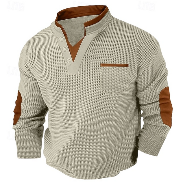 Calder | Casualny Sweter z Teksturowanym Kieszonym