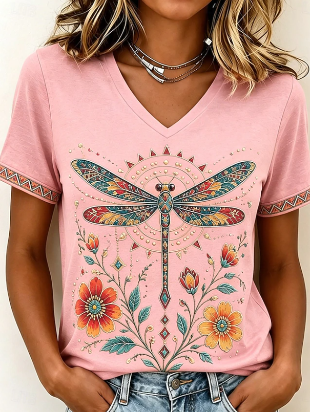 Mariselle | Casual Printed V-Neck Top