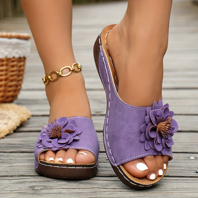 Rosalyn | Kwiatowe Wedge Sandaly