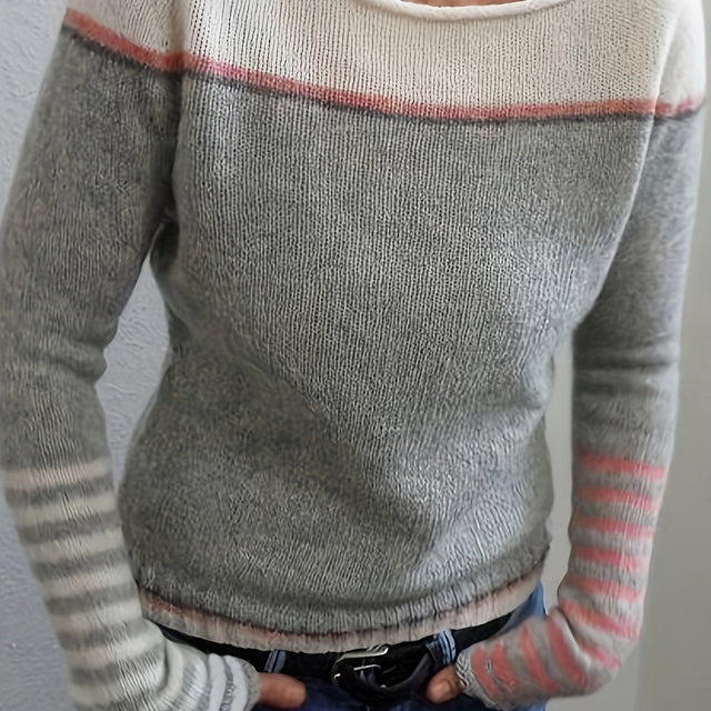 Annika | Sweter z dekoltem łódkowym w kolorze blokowym