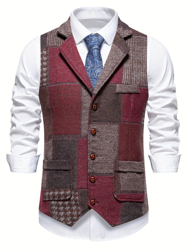 Benedict | Kamizelka Patchwork z Wzorem Skośnym