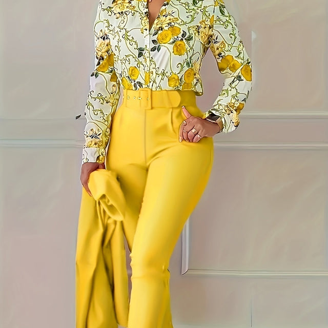 Marlene | Elegancki Kwiatowy Zestaw Dwuczęściowy