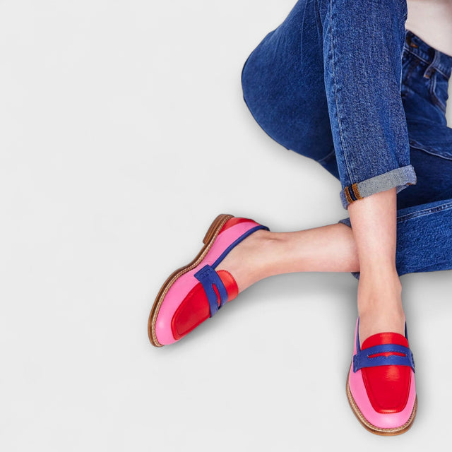 Marigold | Kolorowe Buty z Okrągłym Noskiem w Stylu Patchwork