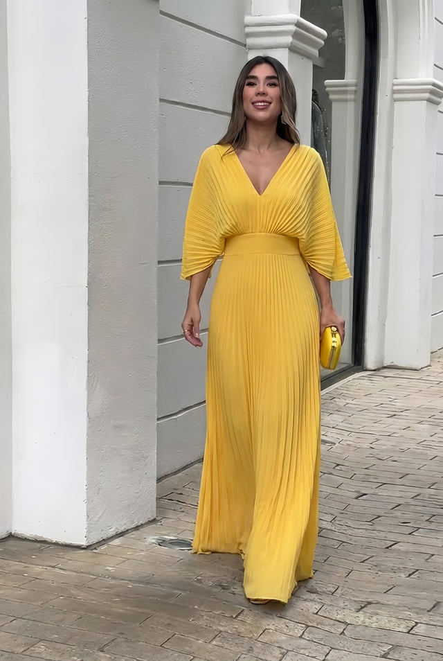 Veronica | Stylowa Elegancka Sukienka Maxi z Faldami