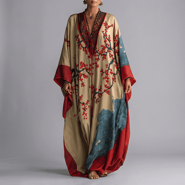 Emma | Sukienka Maxi z Rękawem Batwing