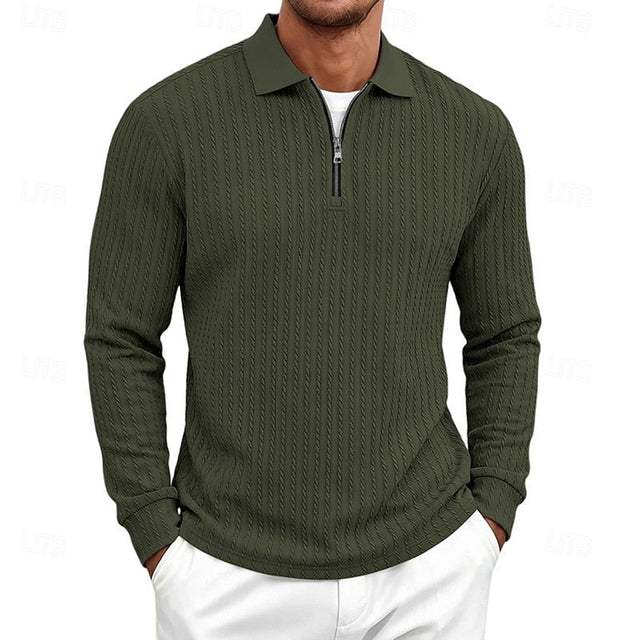 Bryson | Teksturowana koszulka polo z zamkiem 1/4