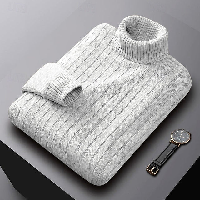 Gregory | Sweter z golfem w splot kablowy