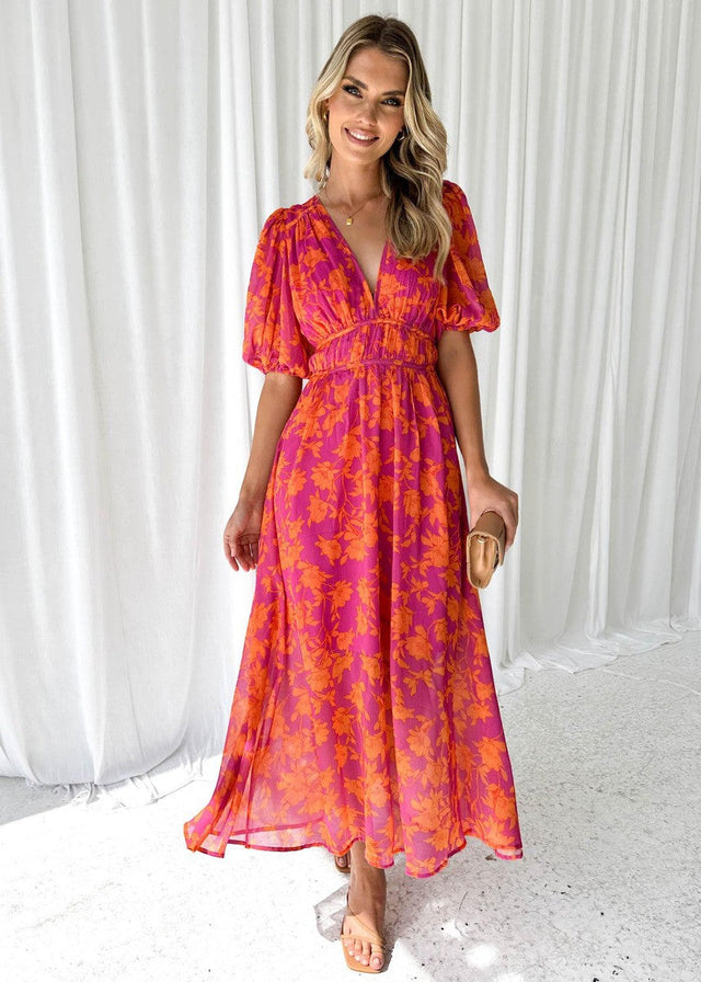 Isabella | Casual Floral V Neck Maxi Dress