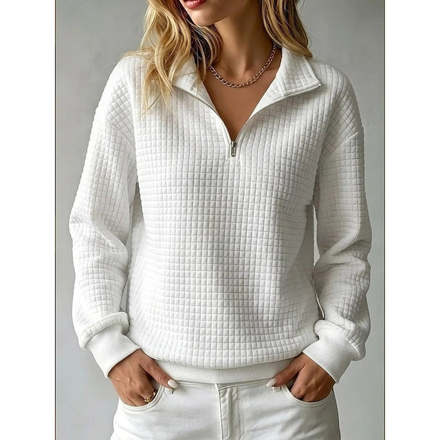Adeline | Teksturowany sweatshirt z pół-zamkiem