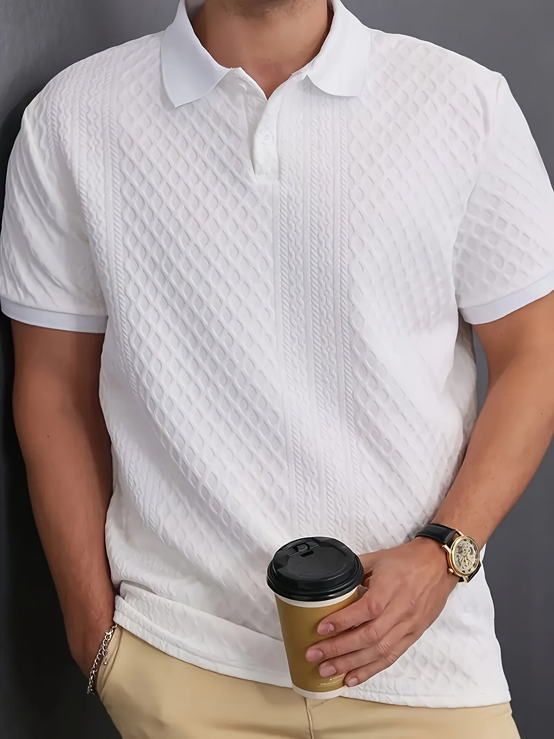 Harrington | Teksturowana koszulka polo do biura