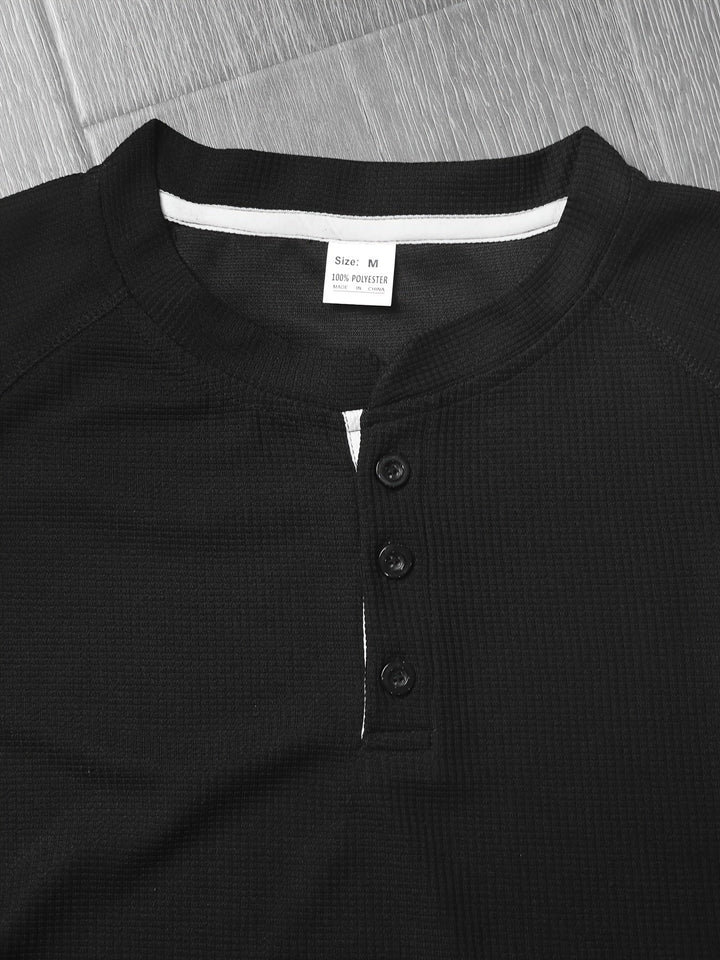 Tobias | Wyrafinowany Top Henley z Zapięciem na Guziki