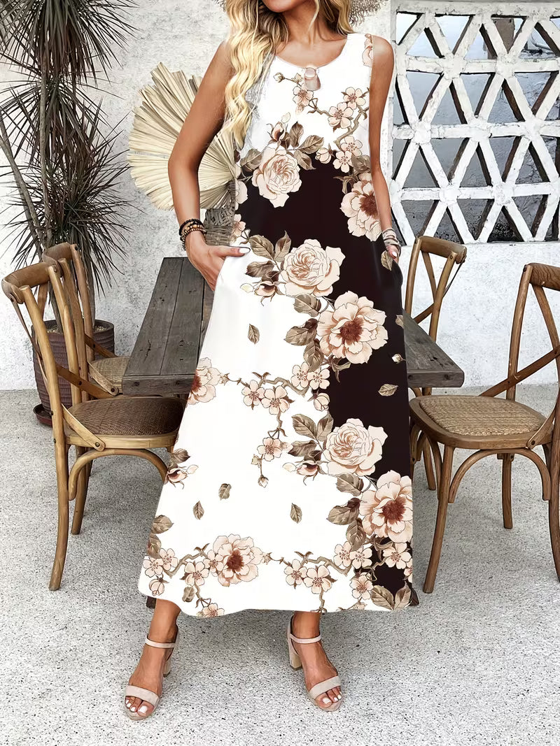 Camilla | Casual Sukienka z Kwiatowym Wzorem i Kieszeniami