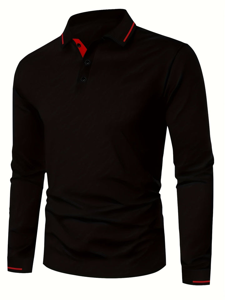 Reginald | Elegancka Koszula Polo z Długim Rękawem