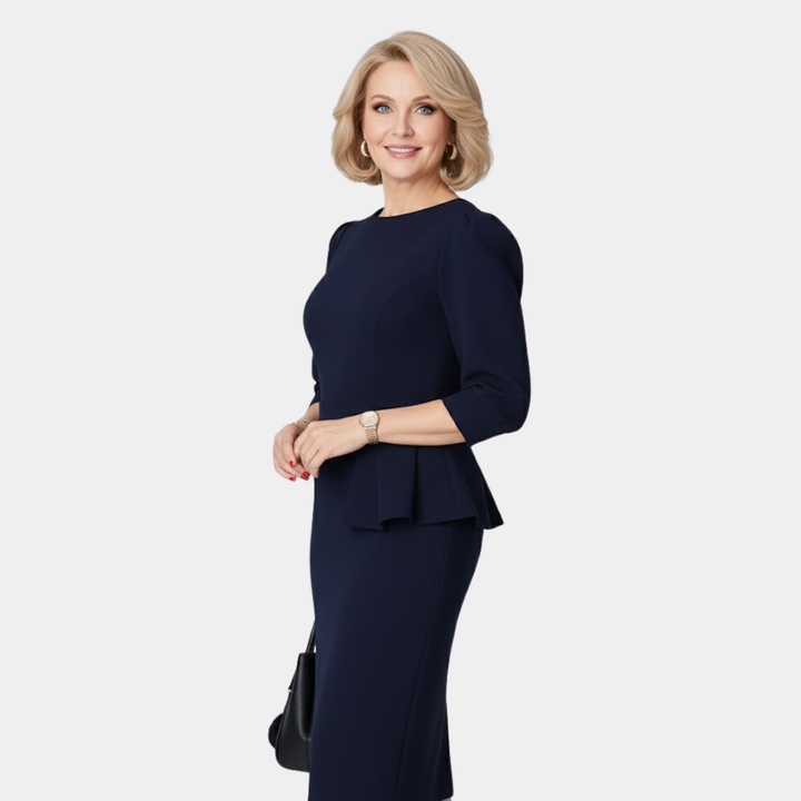 Claudine | Elegancka Sukienka Midi z Falbaną