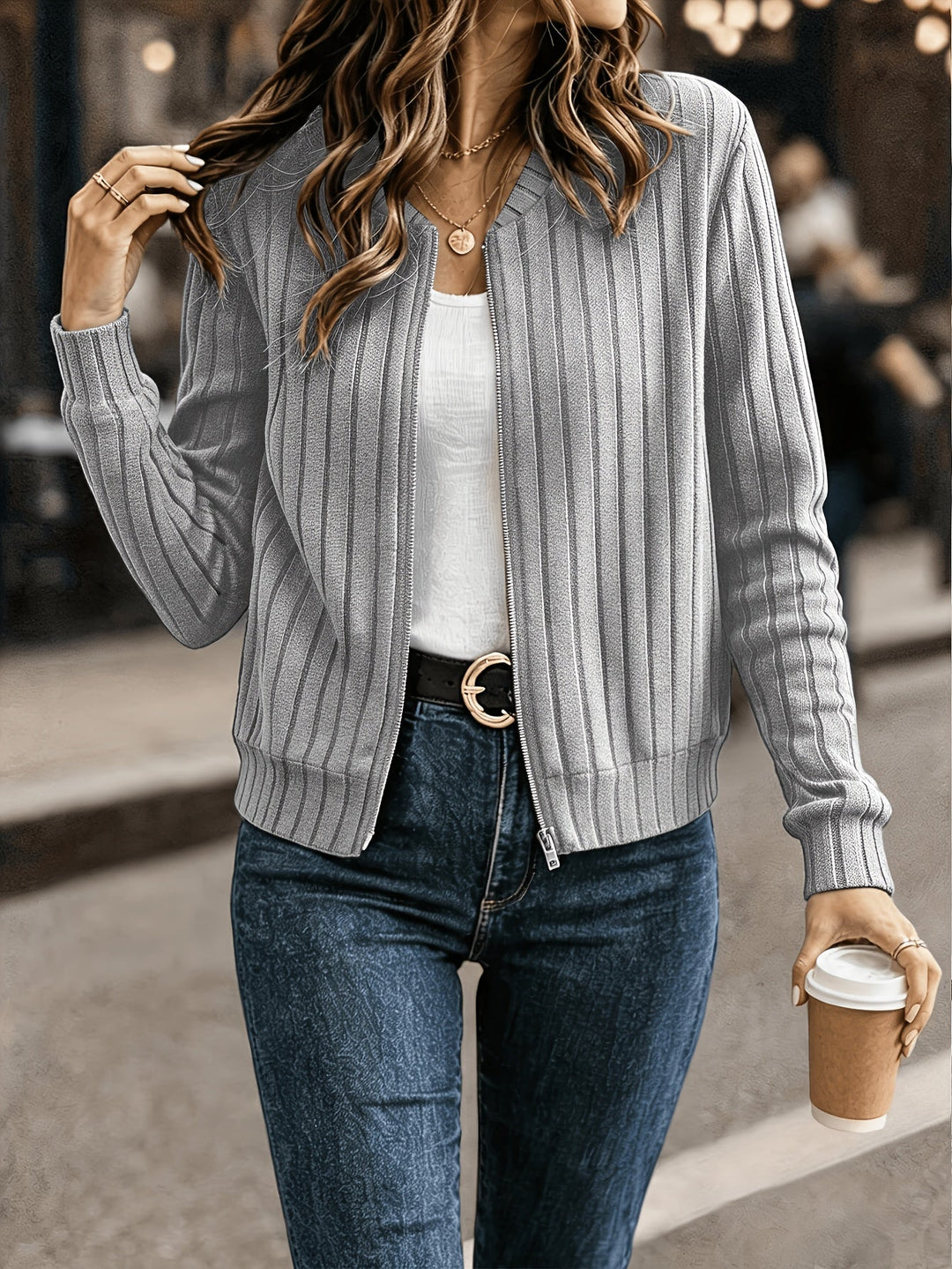Sloane | Elegancka kurtka z ribbowanym zamkiem