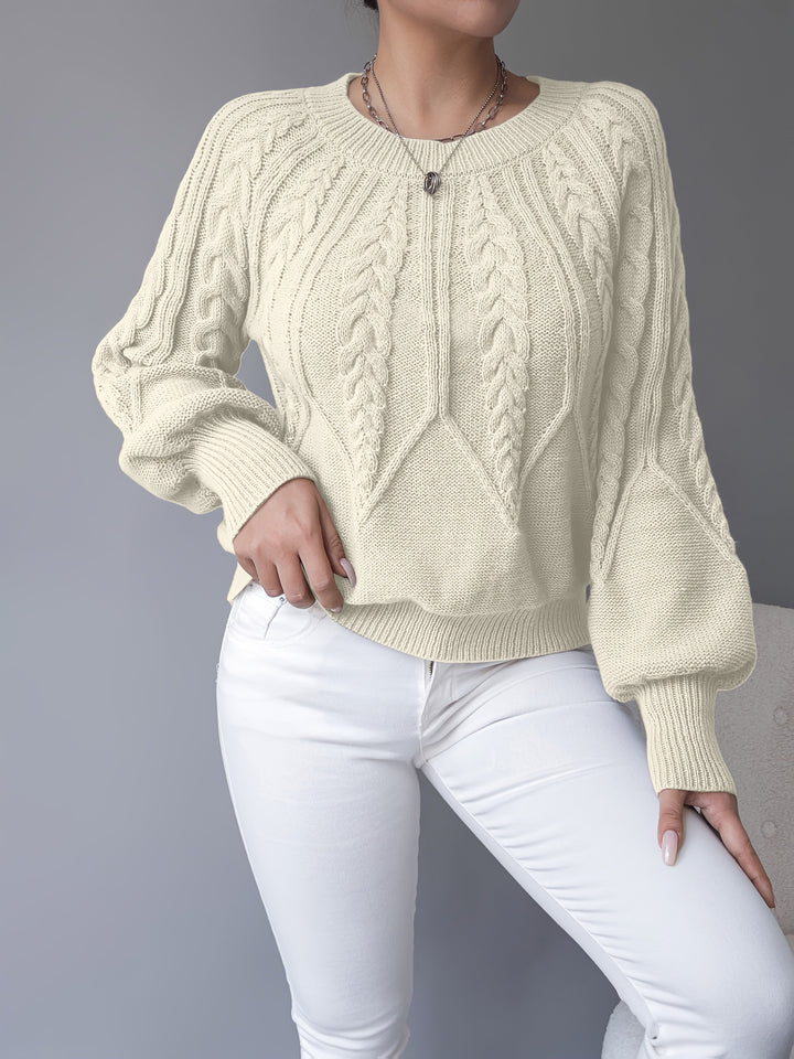 Odette | Sweter z dzianiny w warkocze z lanternowymi rękawami