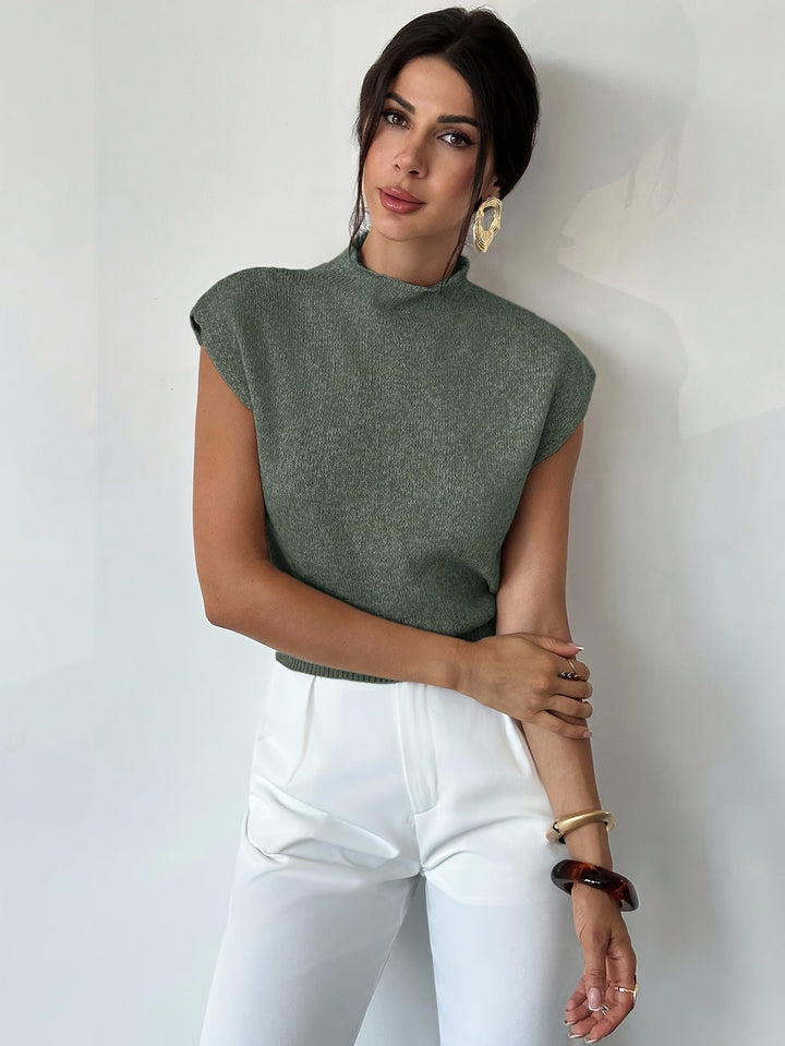 Tamsin | Top z Mock Neck i Krótkim Rękawem