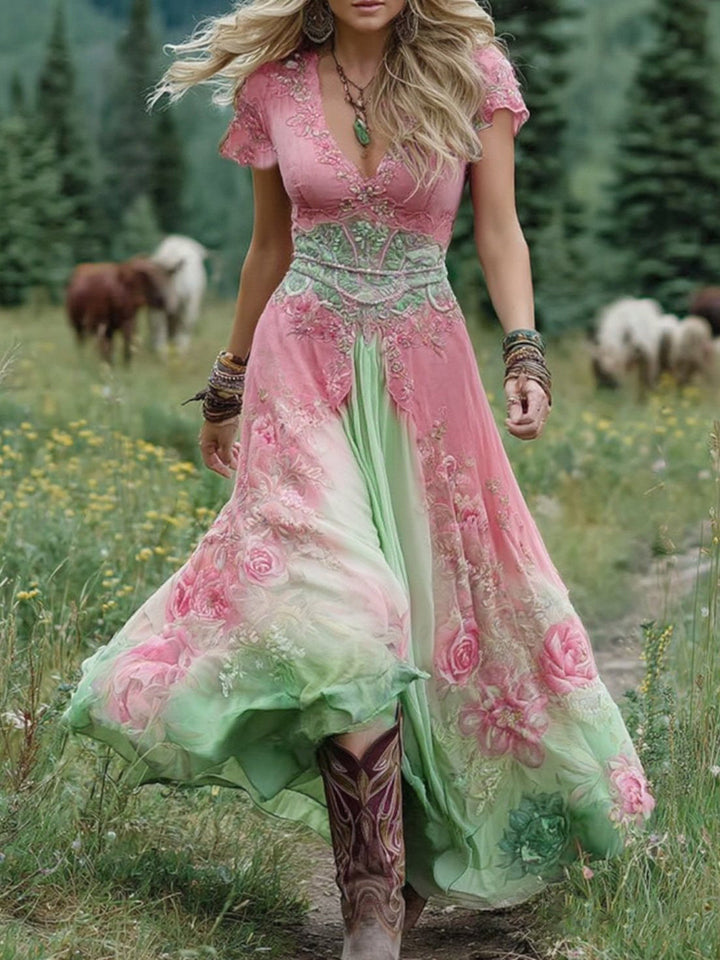 Amelia | Vintage Kwiatowa Sukienka Maxi