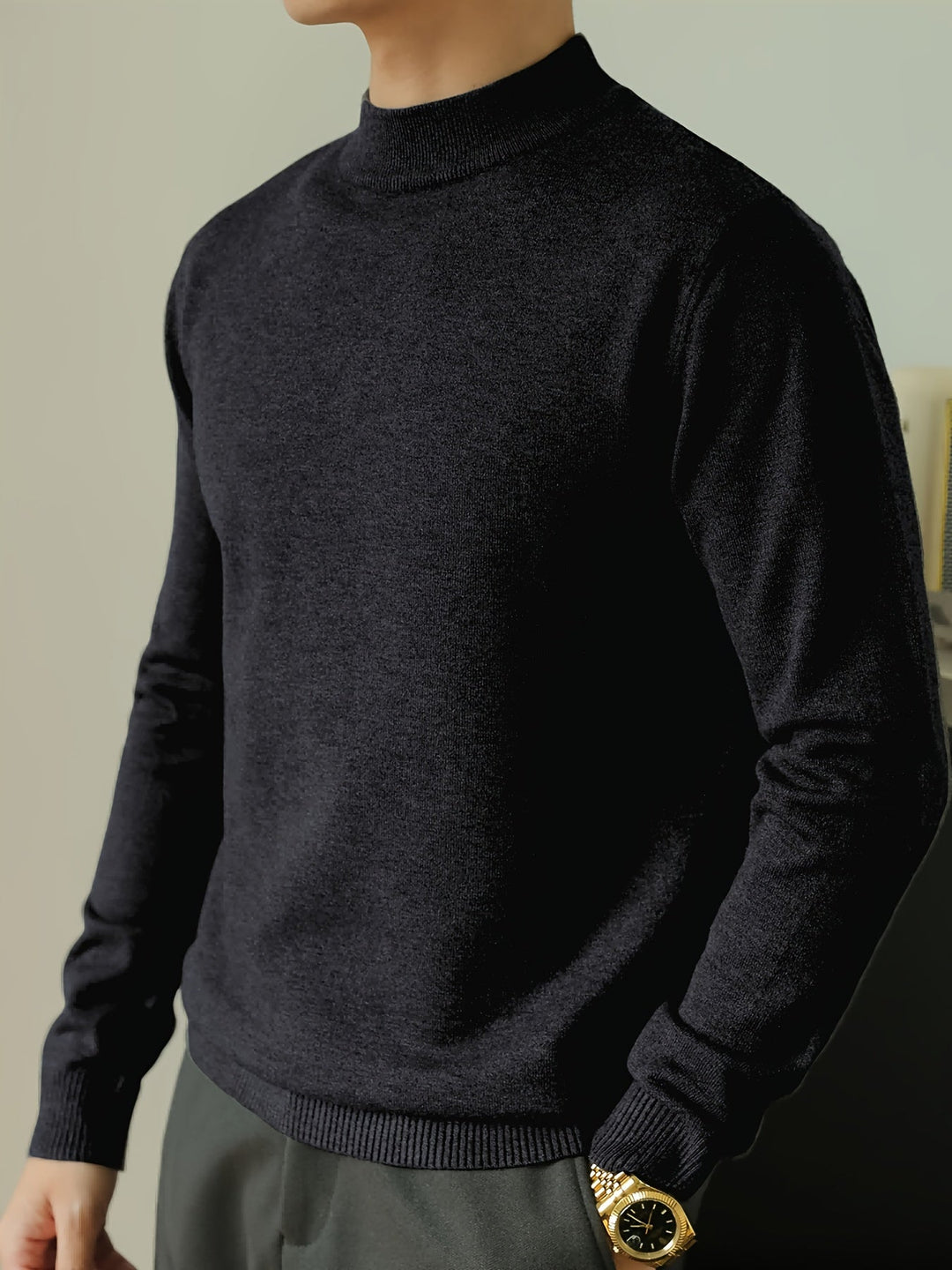 Tobias | Elegancki Sweter z Wysokim Kołnierzem