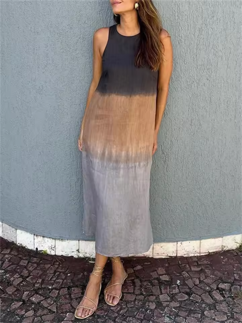 Katrina | Letnia Sukienka bez Rękawów z Okrągłym Dekoltem