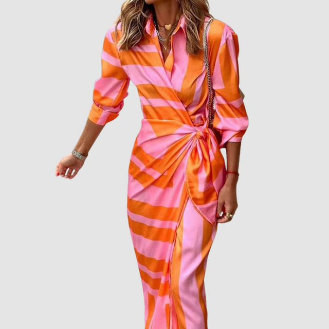 Thea | Elegancka Sukienka w Paski
