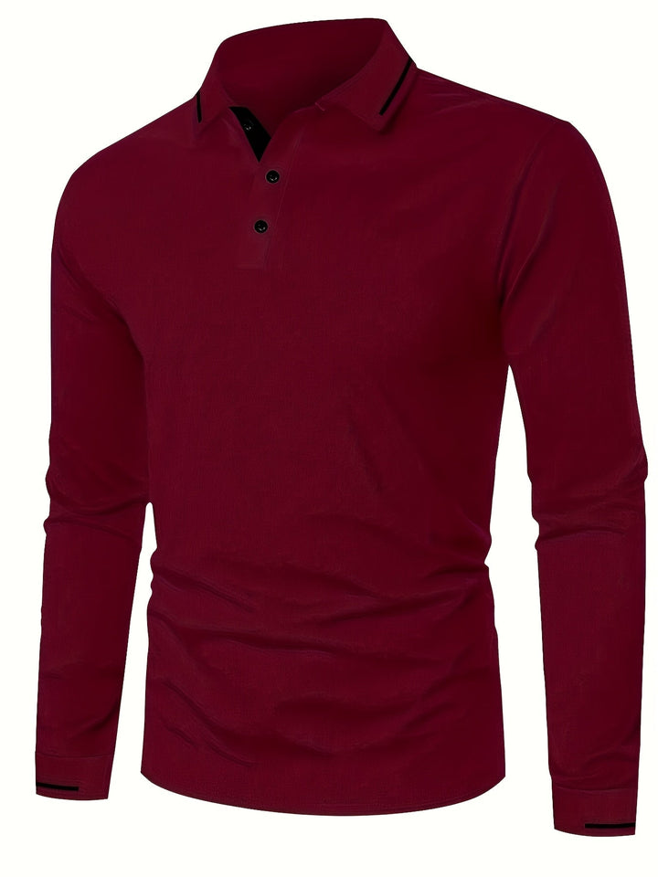 Reginald | Elegancka Koszula Polo z Długim Rękawem