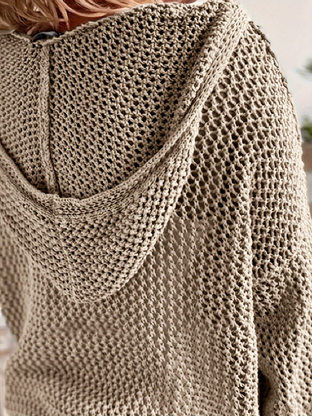 Fleur | Sweter z kapturem o otwartej dzianinie