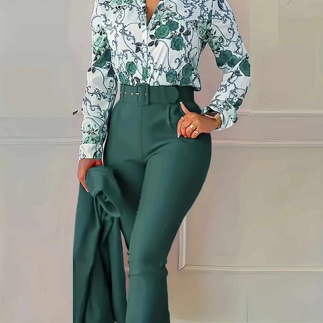 Marlene | Elegancki Kwiatowy Zestaw Dwuczęściowy