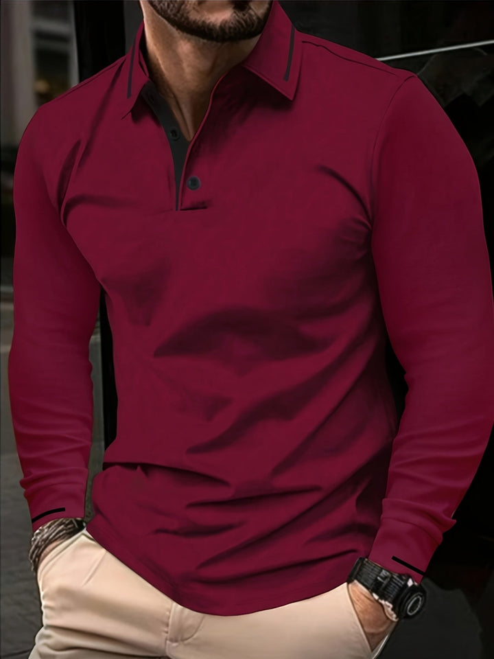 Reginald | Elegancka Koszula Polo z Długim Rękawem