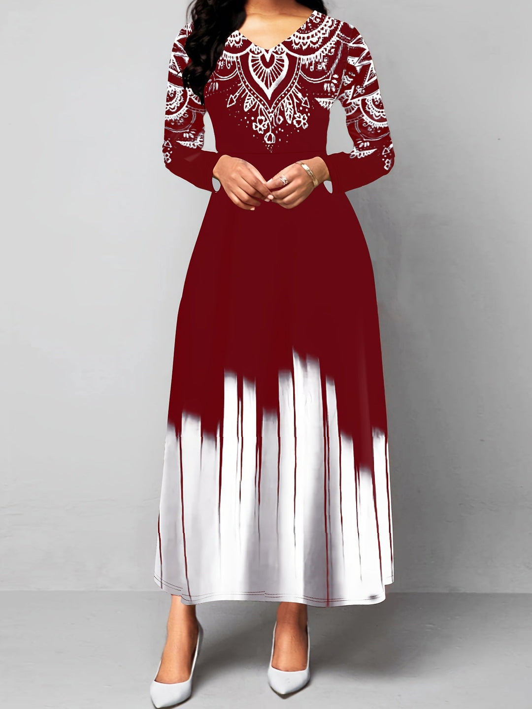 Rosalyn | Ornamentalna Sukienka A-Line Maxi