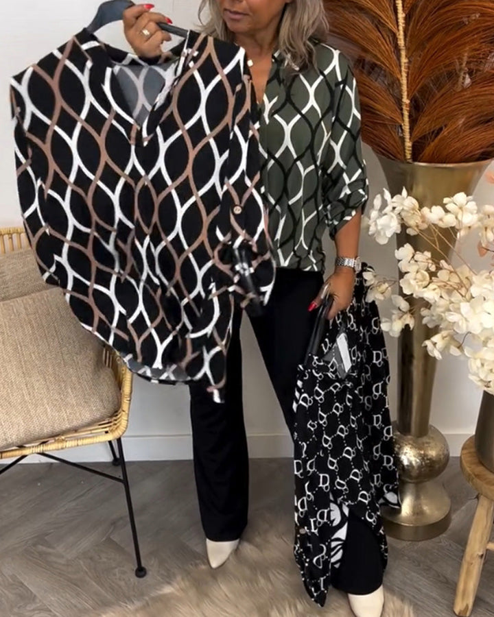 CHRISTABEL | CASUAL BLUZA Z DŁUGIM RĘKAWEM WZORZYSTA