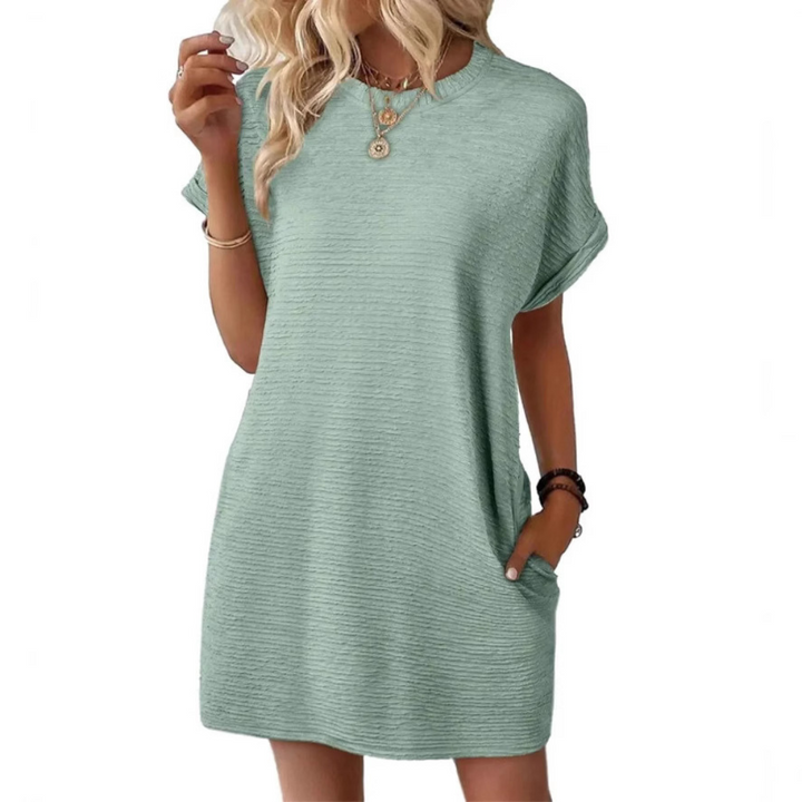 Amelie | Minimalistyczna Sukienka Letnia z Okrągłym Dekoltem