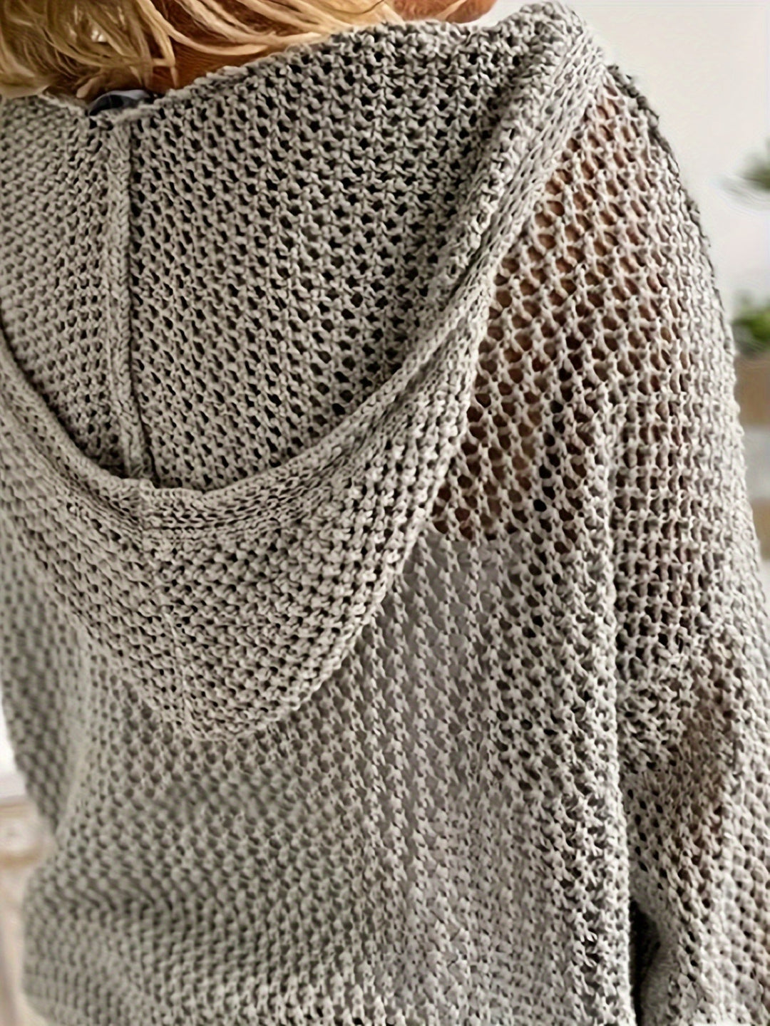 Fleur | Sweter z kapturem o otwartej dzianinie