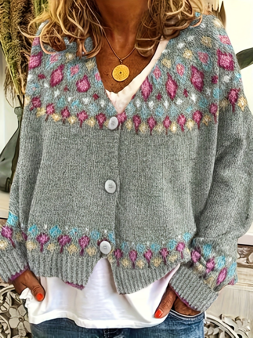 Maribel | Kardigan z dzianiny Fair Isle