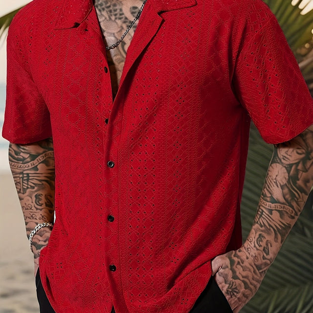 Rhett | Teksturowana koszula casual z krótkim rękawem