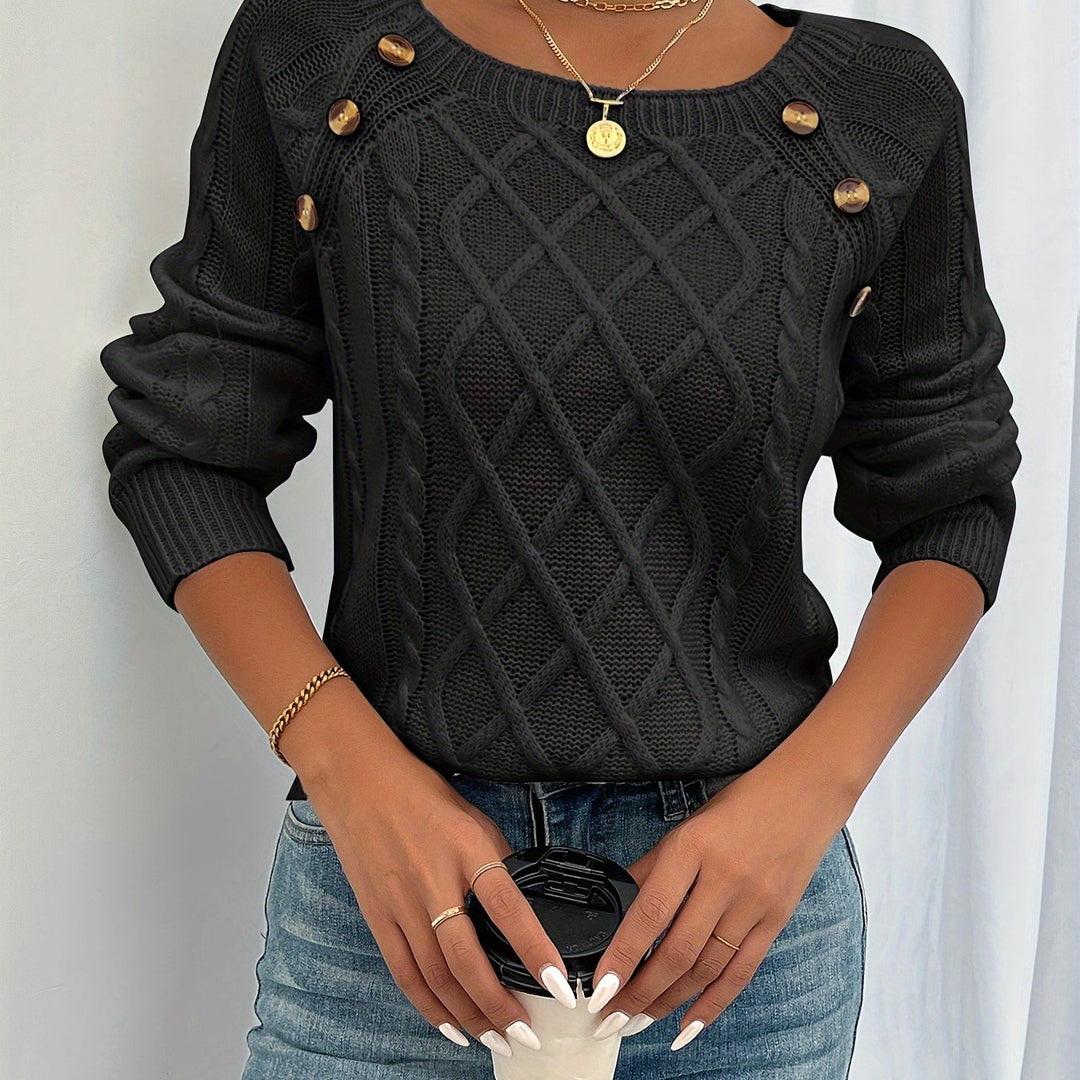 Winifred | Sweter z teksturowanymi detalami na guzikach