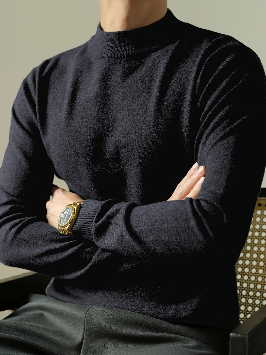 Tobias | Elegancki Sweter z Wysokim Kołnierzem