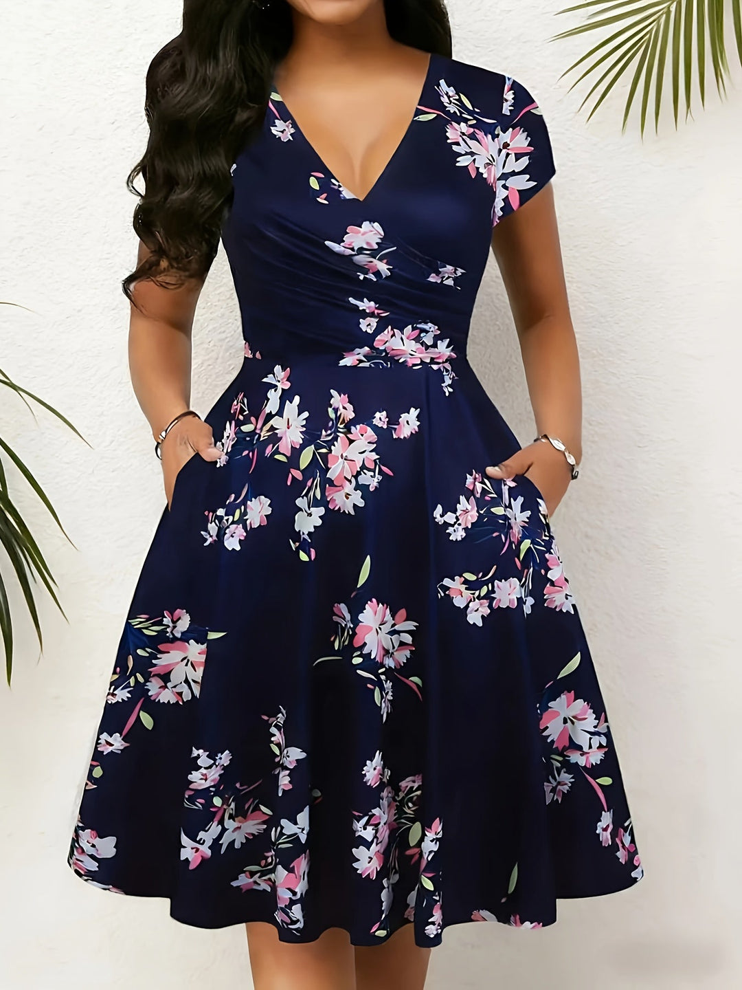 Nadine | Elegancka Kwiatowa Sukienka Midi