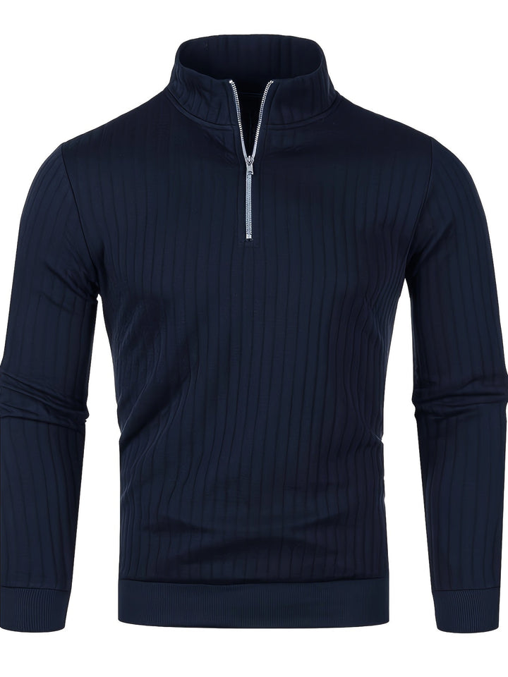 Hayden | Sweter z ribbingu z półzamkiem