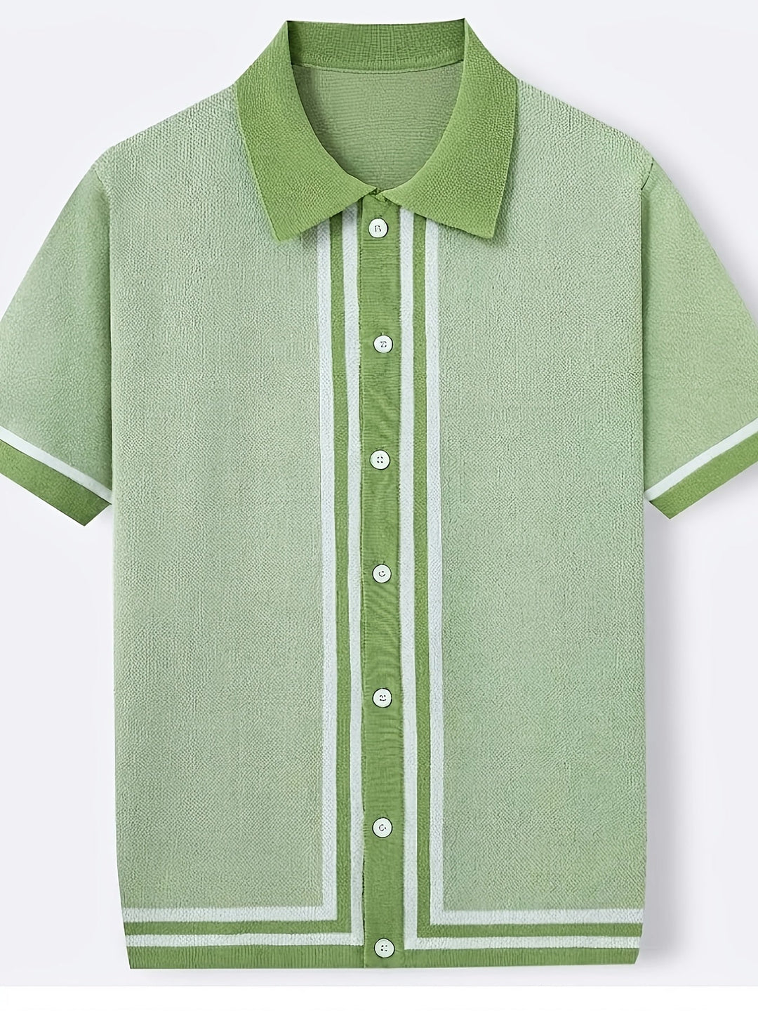 Malcolm | Retro Pasiasty Polo z Krótkim Rękawem