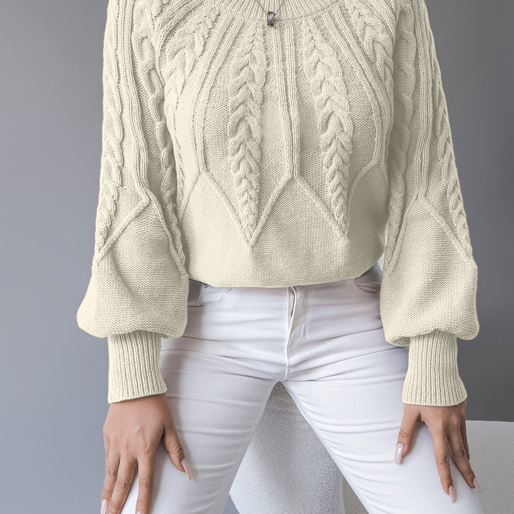 Odette | Sweter z dzianiny w warkocze z lanternowymi rękawami