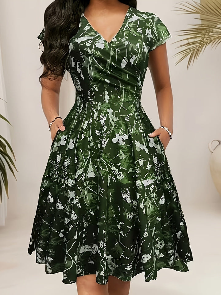 Nadine | Elegancka Kwiatowa Sukienka Midi